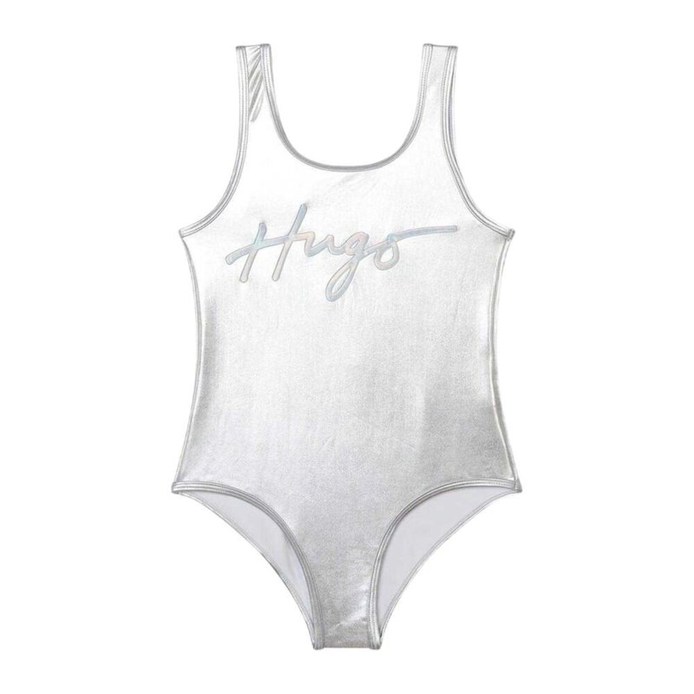 Hugo Girls Logo One Piece Bathing Suit / Light Grey
